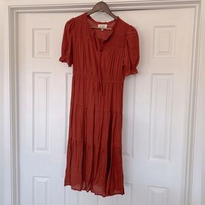 Rust/red/dark orange midi dress